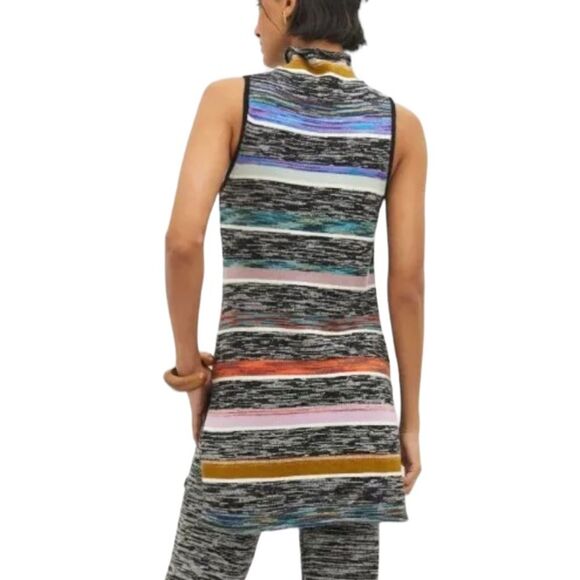 Anthropologie Maeve Space-Dyed Stripe Knit Tunic Top Dress Mock-Neck Sleeveless - Picture 2 of 16